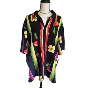 Alia Vintage Floral Button-Up Blouse Multicolor– Size 22W